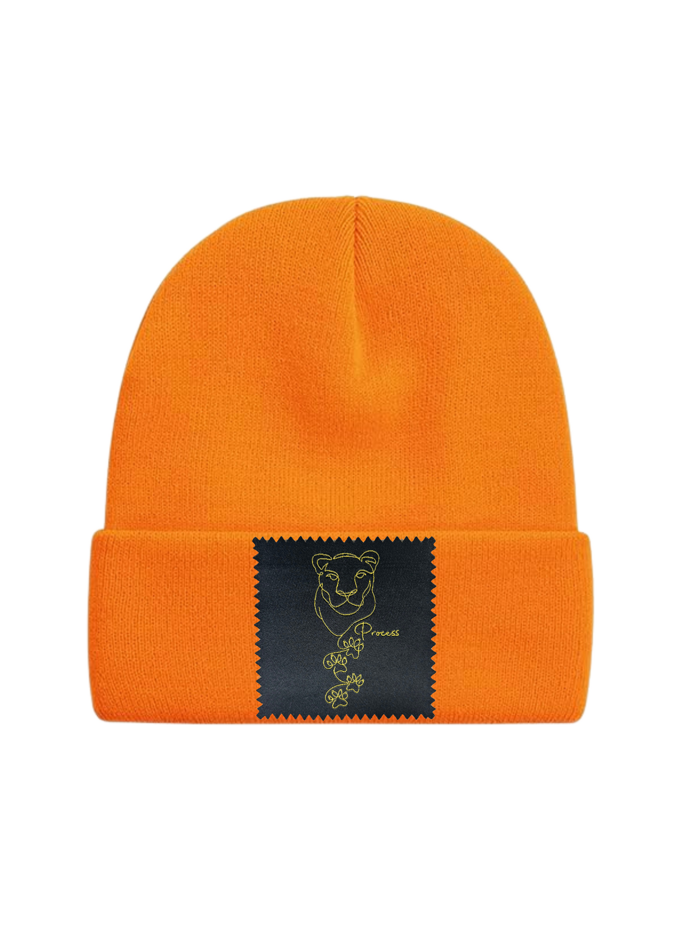Custom Patch Beanie in Orange