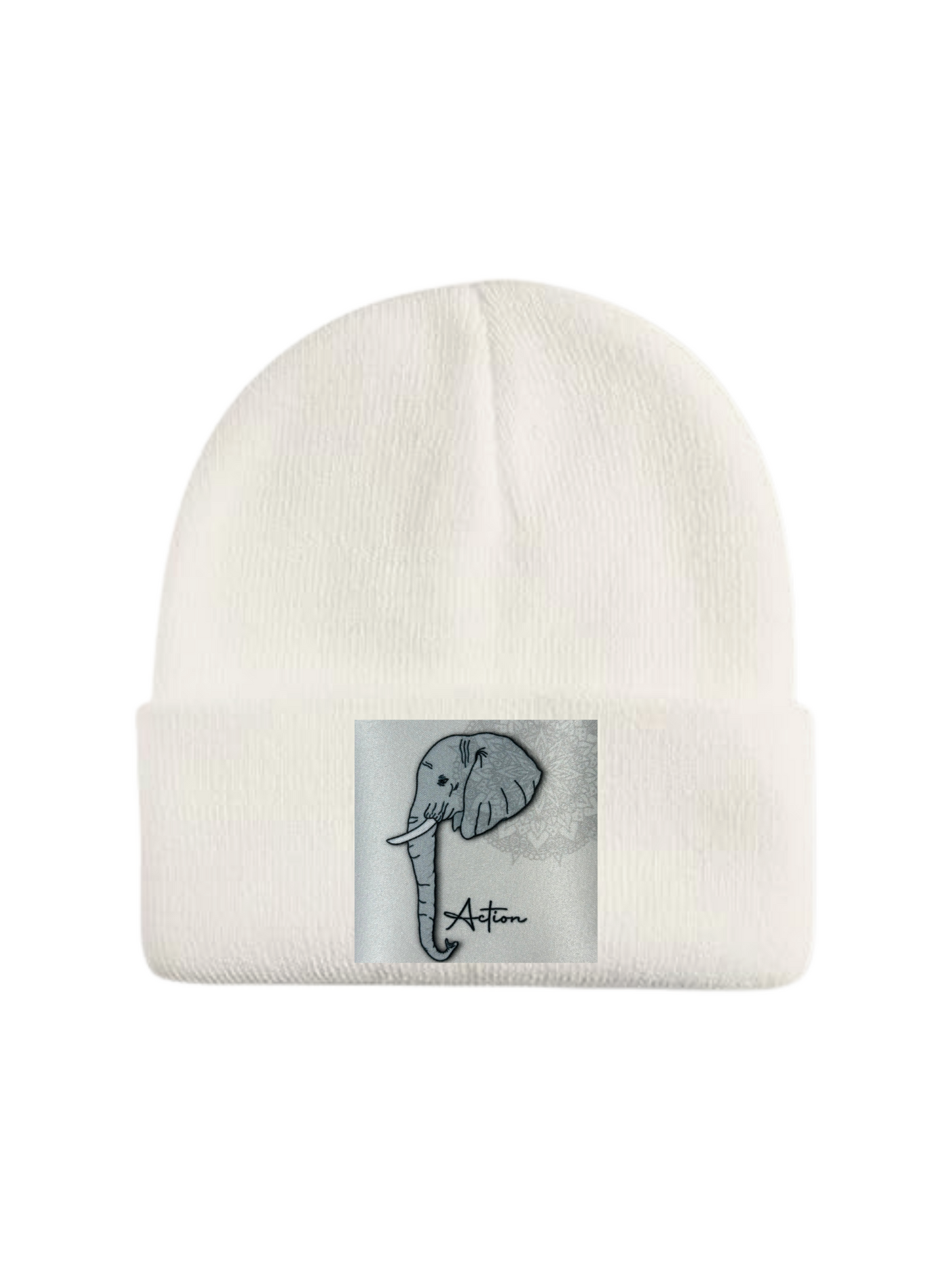 Custom Patch Beanie in Off White