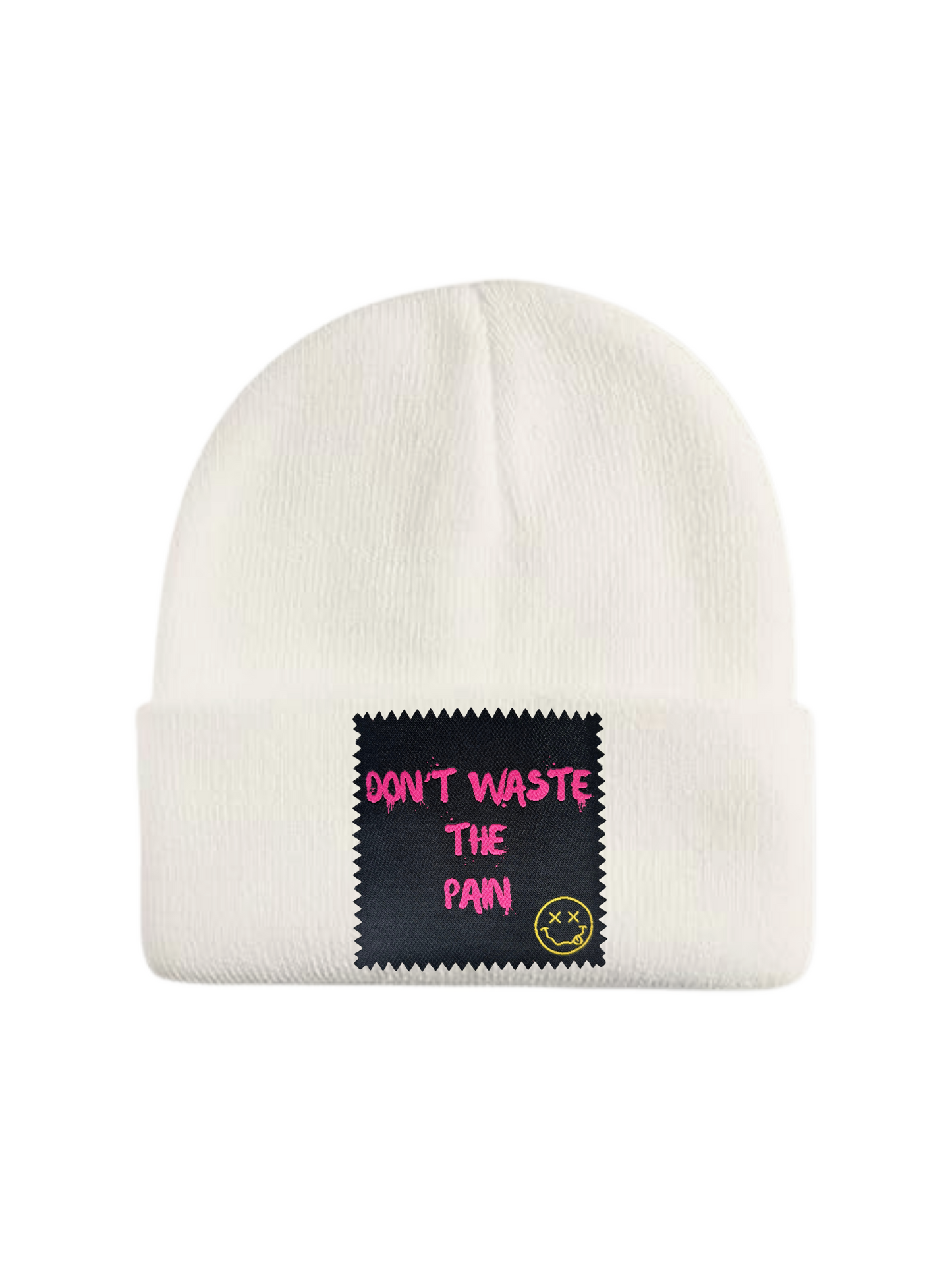 Custom Patch Beanie in Off White