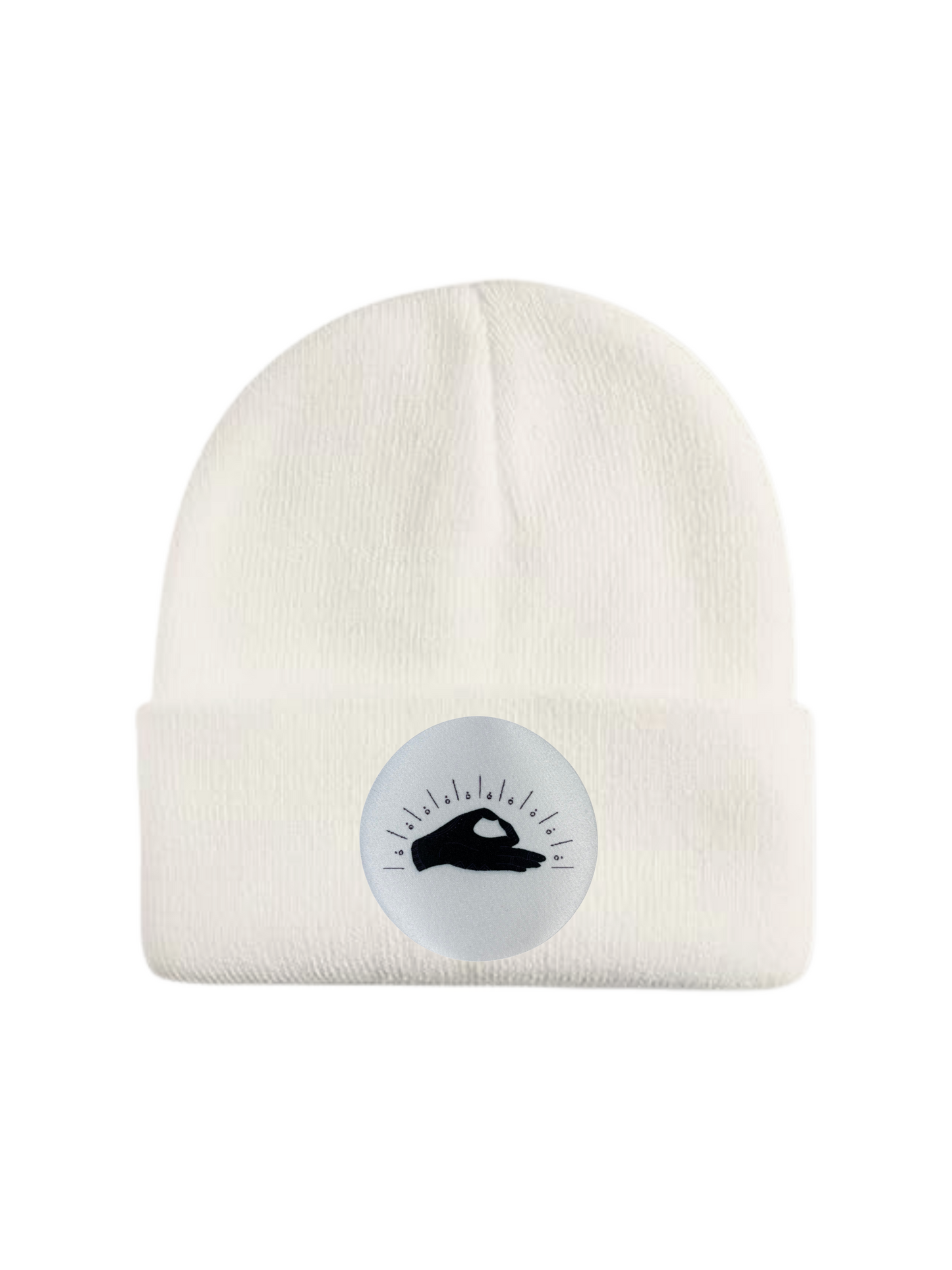Custom Patch Beanie in Off White
