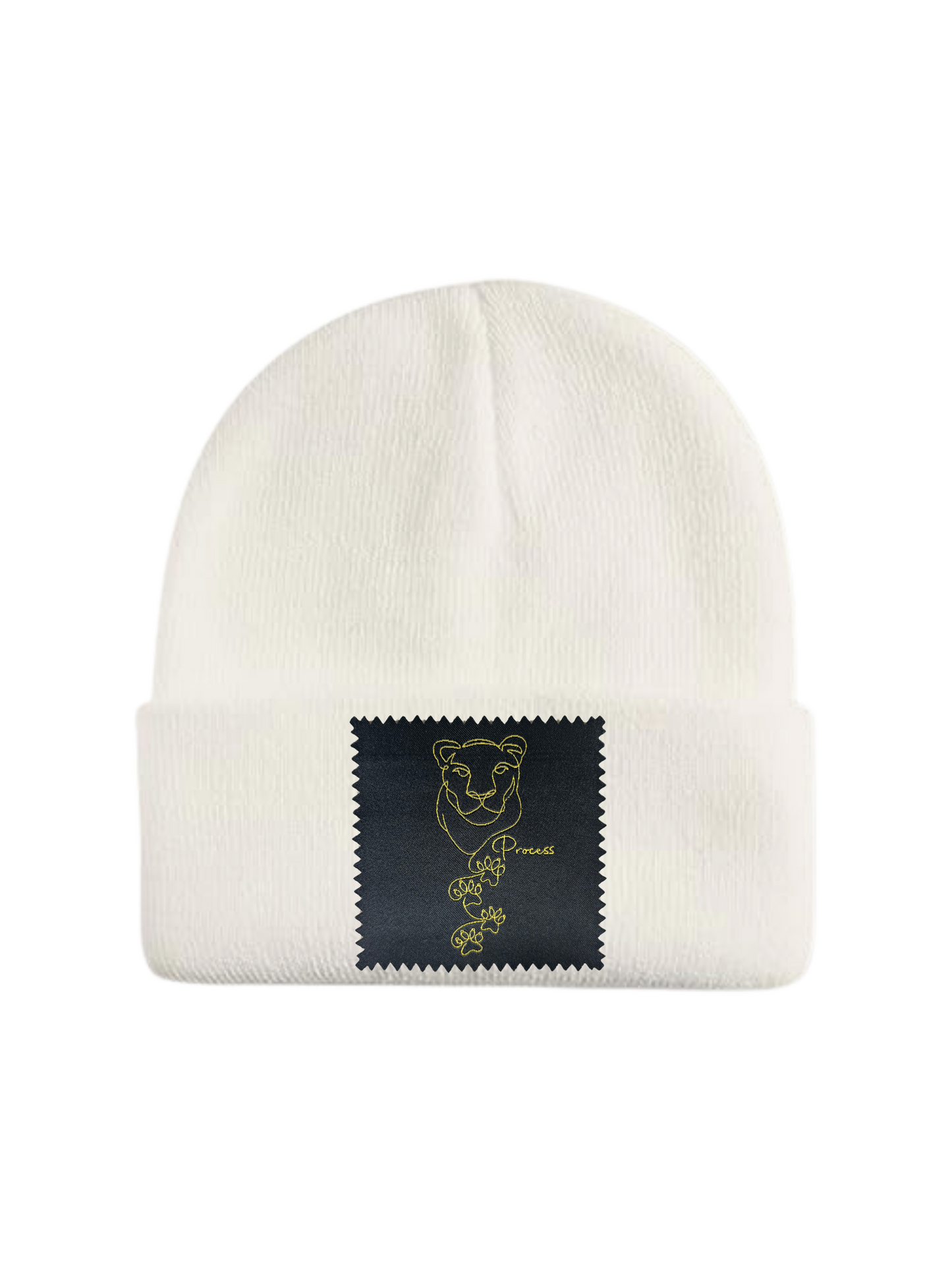 Custom Patch Beanie in Off White
